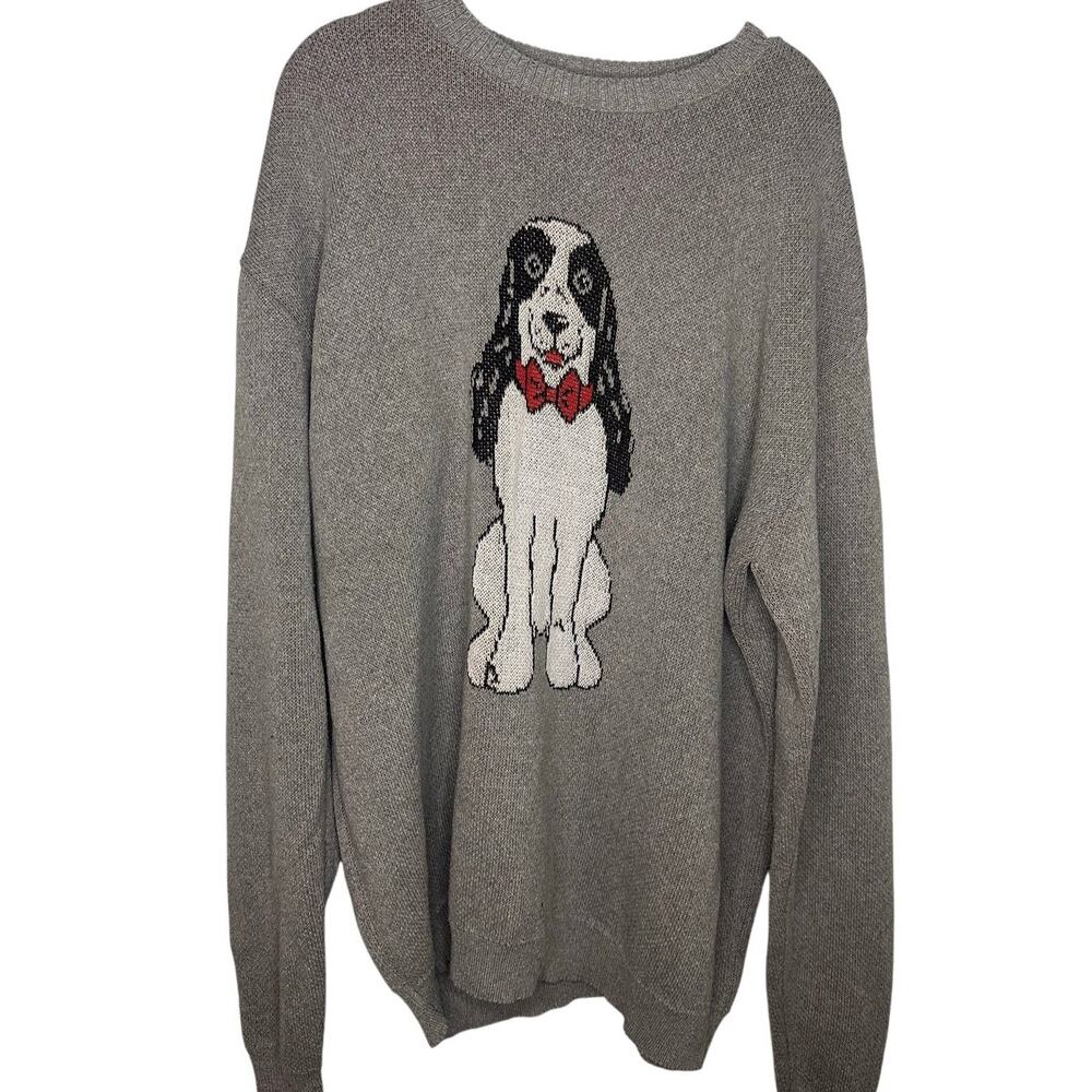 Sweater Hound Custom Dog Crewneck Knitted Sweater Size XXL Gray Whimsical
